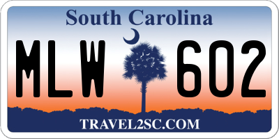 SC license plate MLW602