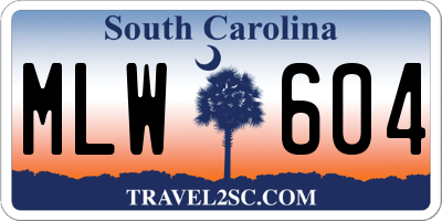 SC license plate MLW604