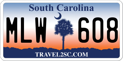 SC license plate MLW608