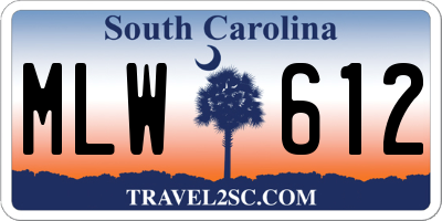 SC license plate MLW612