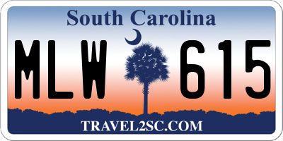 SC license plate MLW615