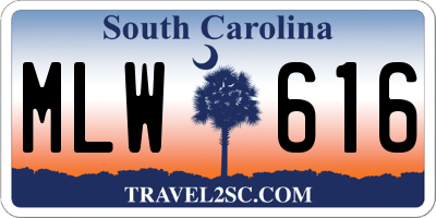 SC license plate MLW616