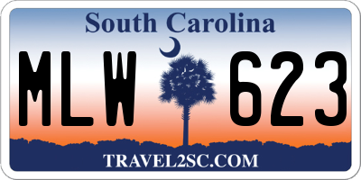 SC license plate MLW623