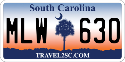 SC license plate MLW630