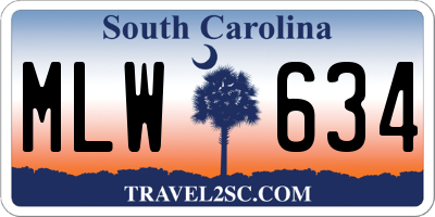 SC license plate MLW634