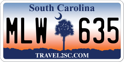 SC license plate MLW635