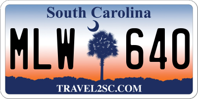 SC license plate MLW640