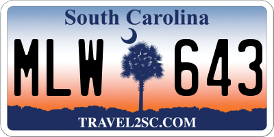 SC license plate MLW643