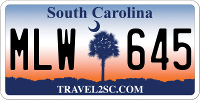 SC license plate MLW645