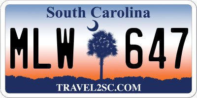 SC license plate MLW647