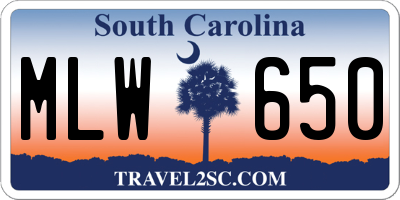 SC license plate MLW650