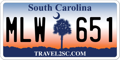 SC license plate MLW651