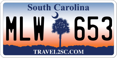 SC license plate MLW653