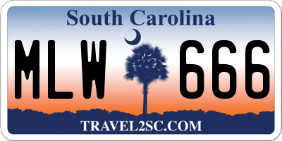 SC license plate MLW666