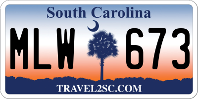 SC license plate MLW673