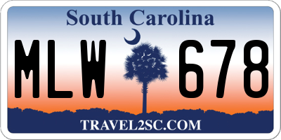 SC license plate MLW678