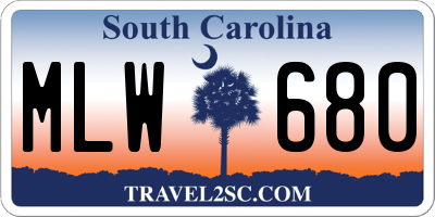 SC license plate MLW680