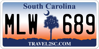 SC license plate MLW689