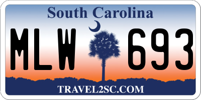 SC license plate MLW693