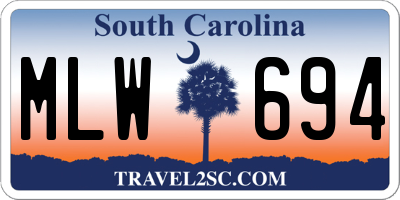 SC license plate MLW694