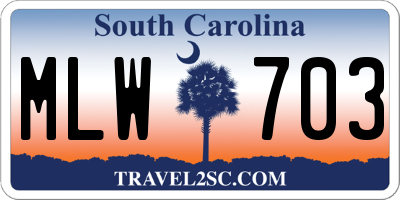 SC license plate MLW703