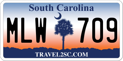 SC license plate MLW709