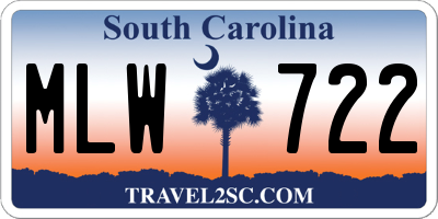 SC license plate MLW722