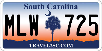 SC license plate MLW725