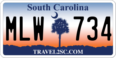 SC license plate MLW734