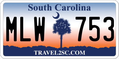 SC license plate MLW753