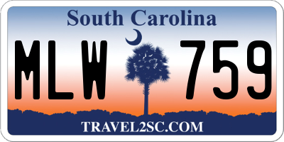 SC license plate MLW759