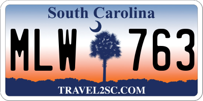 SC license plate MLW763