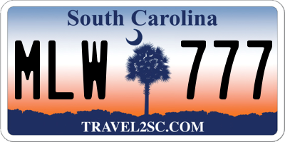 SC license plate MLW777