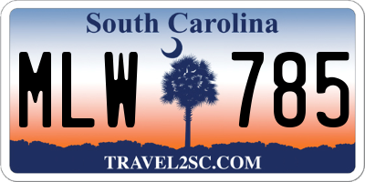 SC license plate MLW785