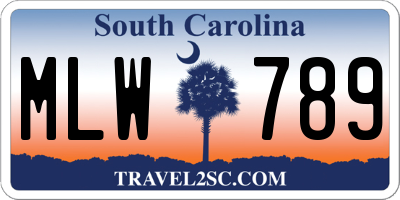 SC license plate MLW789