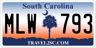SC license plate MLW793