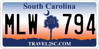 SC license plate MLW794