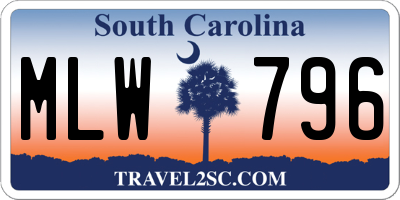SC license plate MLW796
