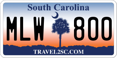 SC license plate MLW800