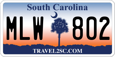 SC license plate MLW802