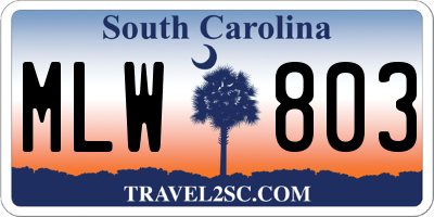 SC license plate MLW803