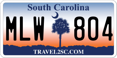 SC license plate MLW804