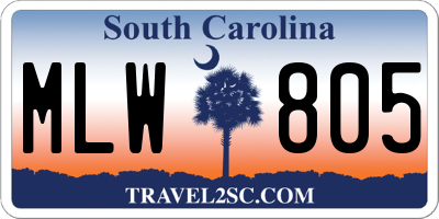 SC license plate MLW805