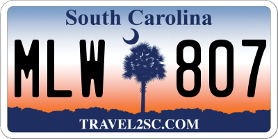 SC license plate MLW807