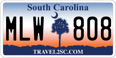 SC license plate MLW808
