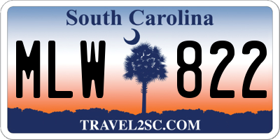 SC license plate MLW822
