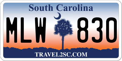 SC license plate MLW830