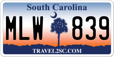 SC license plate MLW839
