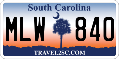 SC license plate MLW840