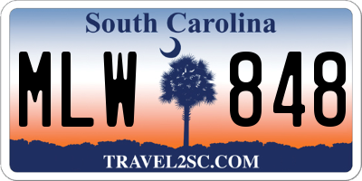 SC license plate MLW848